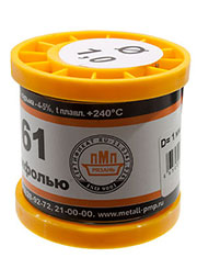 Припой ПОС61 ТР 1.0мм катушка 200г