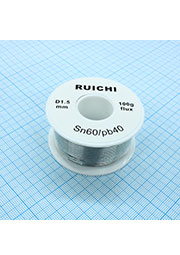 Припой SN60/PB40 1,5мм 100гр с флюсом, на катушке