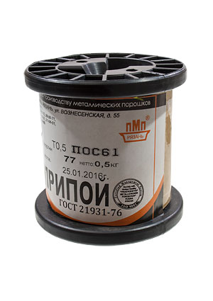 Припой ПОС61 ТР 0.5мм катушка 500г, (СПЕЦ. ФЛЮС СА402)