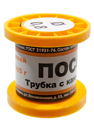 Припой ПОС61 ТР 0.8мм катушка 50г, (СПЕЦ. ФЛЮС СА402)