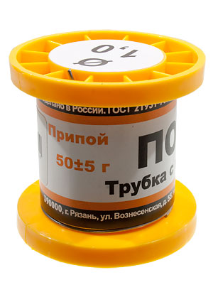 Припой ПОС61 ТР 1.0мм катушка 50г, (СПЕЦ. ФЛЮС СА402)