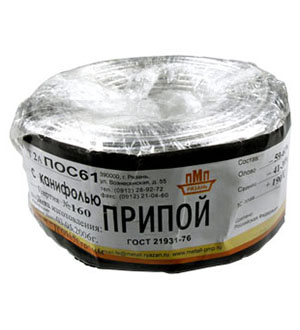 Припой ПОС61 ТР 2.0мм бухта 1 кг, (СПЕЦ. ФЛЮС СА402)