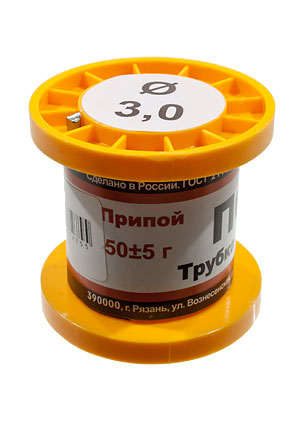 Припой ПОС61 ТР 3.0мм катушка 50г, (СПЕЦ. ФЛЮС СА402)