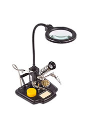 12-0258, Штатив для платы с лупой 3х, подставка для паяльника, LED подсветка