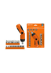 SQ1019-0202, отвертка №2 с реверсивно-рычажной рукояткой с насадками 21шт "Алмаз"