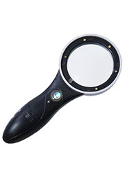 TH-600559H, Лупа круглая с подсветкой (6 св.диодов + 1 УФ), D=60мм, белый