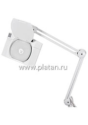 31-0513, Лупа на струбцине квадратная настольная 5D с подсветкой LED (светодиодная), белая