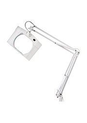 31-0101, Лупа на штат., квадр., наст.,3Х, с подс. на струбцине, белая