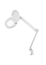 31-0222, Лупа на штат., кругл., наст.,5Х, с подсв., струб., белая