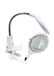 31-0244, Лупа настольная, 3Х/12Х, подсветка 60LED, прищепка, белая