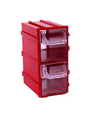 К3 красная, кассетница 2 ячейки прозр. лоток 49х82х100мм