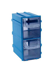 К3 синяя, кассетница 2 ячейки прозр. лоток 49х82х100мм
