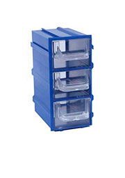 К4 синий, кассетница 3 ячейки прозр. лоток 49х82х100мм