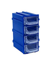 К5 синий, кассетница 4 ячейки прозр. лоток 49х82х100мм