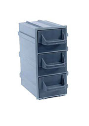 К4 серая, кассетница 3 ячейки непрозр. лоток 49х82х100мм