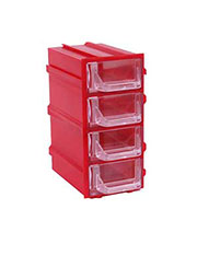 К5 красная, кассетница 4 ячейки прозр. лоток 49х82х100мм