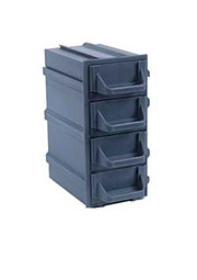 К5 серая, кассетница 4 ячейки непрозр. лоток 49х82х100мм