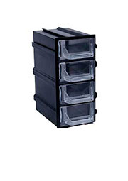 К5 чёрная, кассетница 4 ячейки прозр. лоток 49х82х100мм