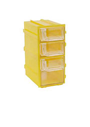 К6 жёлтая, кассетница 3 ячейки прозр. лоток 49х82х100мм