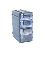 К6 серая, кассетница 3 ячейки прозр. лоток 49х82х100мм
