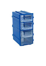 К6 синий, кассетница 3 ячейки прозр. лоток  49х82х100мм