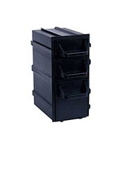 К6 чёрная, кассетница 3 ячейки прозр. лоток 49х82х100мм