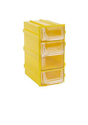 К7 жёлтая, кассетница 3 ячейки прозр. лоток 49х82х100мм