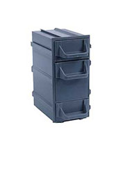 К7 серая, кассетница 3 ячейки непрозр. лоток 49х82х100мм