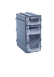 К7 серая, кассетница 3 ячейки прозр. лоток 49х82х100мм
