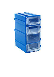 К7 синий, кассетница 3 ячейки прозр. лоток 49х82х100мм