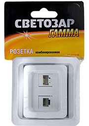 SV-54119-W, розетка комбинированная телефон+компьютер белая