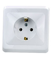 РС16-003B, розетка одинарная с заземлением 16А белая