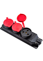 EKS325PG30, Розетка в резиновом корпусе трёхместная 3*(3*25 A)