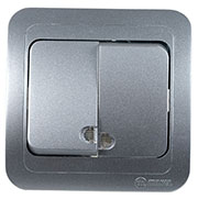 23423 ВЫКЛЮЧАТЕЛЬ  СКРЫТ.УСТ.2 КЛ. С ПОДСВЕТКОЙ (СЕРЕБ.)