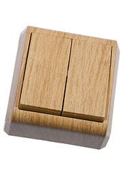 90682002, Выключатель 2 кл  дуб накладной монтаж