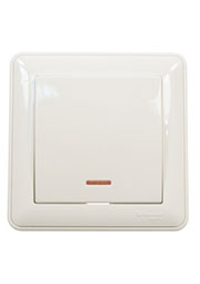 BC116-151-18, Выключатель "WESSEN-59" кнопочный с индик. СП (белый) с самовозвратом