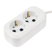 11-7202, Удлинитель 2 гнезда, 3 м, 3х0.75 мм?, с/з, белый